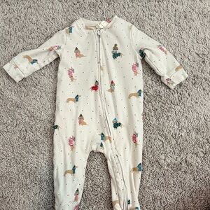 GAP Cream Footie with Playful Animal Pattern